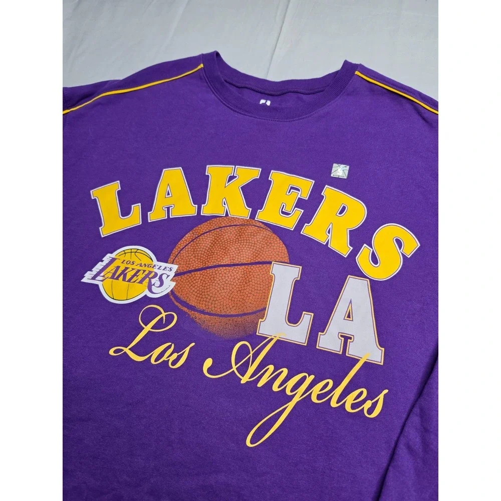 NBA Los Angeles Lakers Basketball Sweatshirt Men's 2XL Purple Graphic Cotton